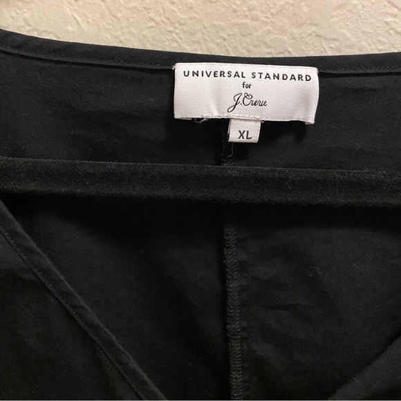 Universal Standard For J. Crew Black V-Neck Poplin Tie Cuff Sleeve Top Size XL - Picture 4 of 9